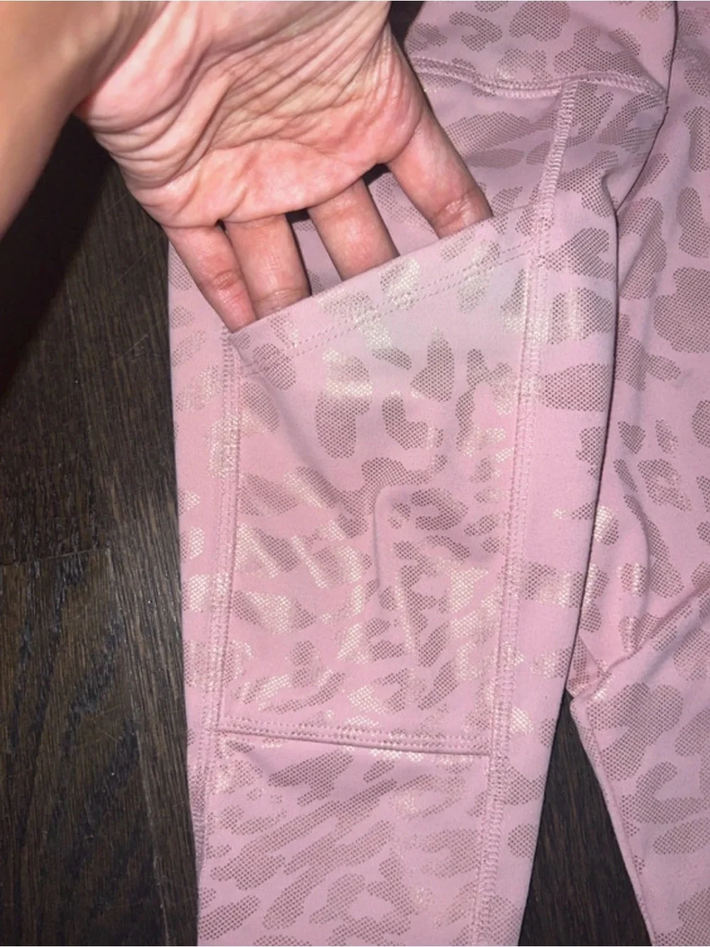 Girls' Pink cheetah-Print Active Leggings with Strappy Hem size 8